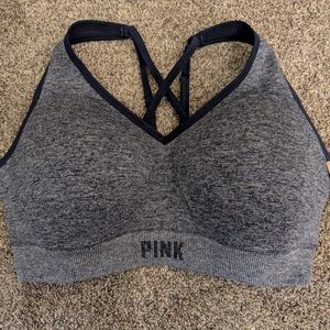 PINK Active Seamless Air Sports Bra Size XL Heathered Navy NWT